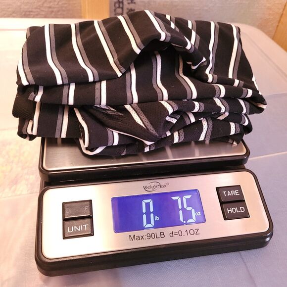 Nike Polo Shirt Mens Medium Striped Black, White Dri Fit Golf Swoosh - Picture 11 of 11